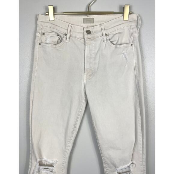 Mother The Insider Crop Fray Blow by Blow Khaki Size 28 Distressed - Picture 6 of 12